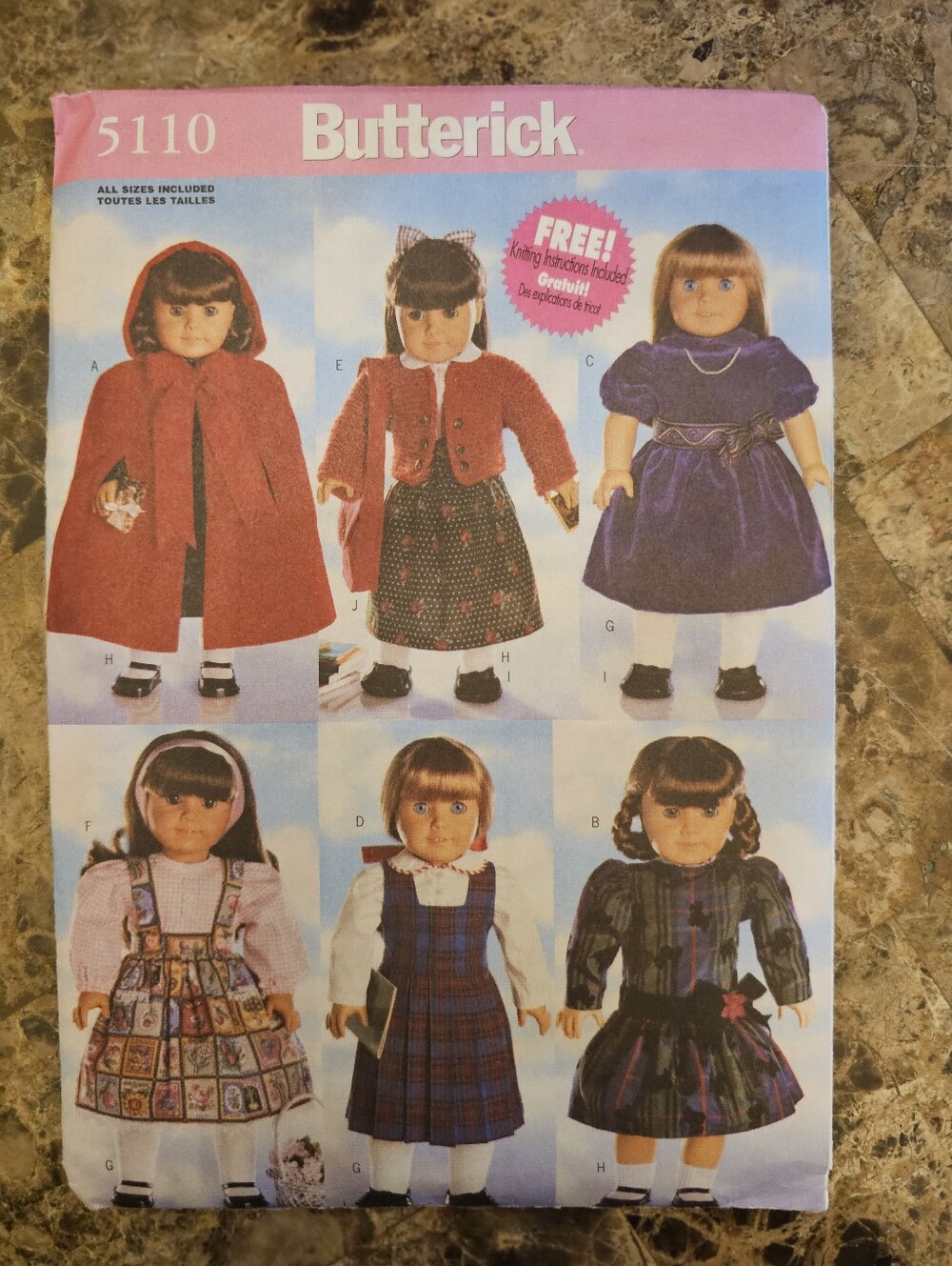 * For JAYNENEAL* UNCUT Butterick Pattern 5110 Doll Clothes For 18" Dolls